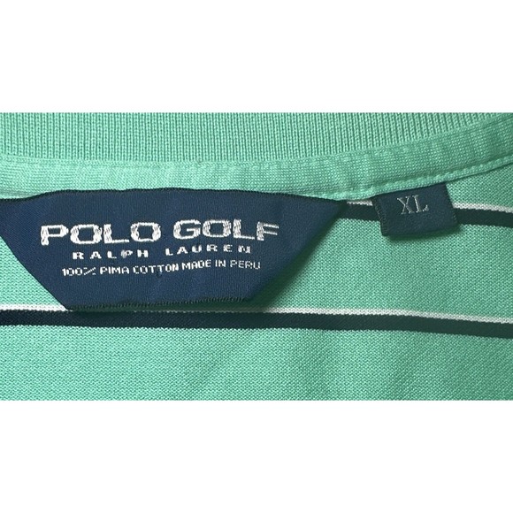 Men's XL Polo Golf Mint Green/Stripe Performance Short Sleeve Shirt - Picture 2 of 13